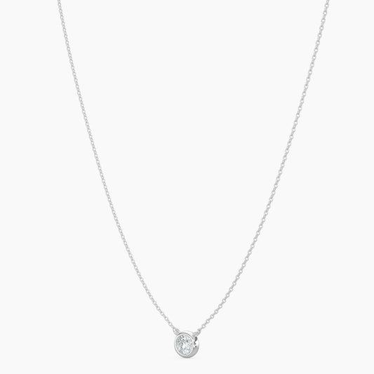 14KW Classic  0.20 Ctw Diamond Station Necklace with 1 Stones