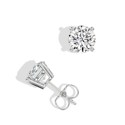 14KW Lab Grown Diamond Classic 4 Prong 3.00 Ctw Studs with Push Back