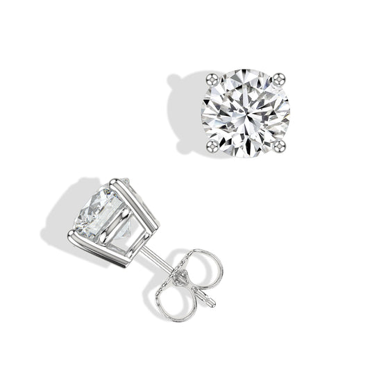 14KW Lab Grown Diamond Classic 4 Prong 4.00 Ctw Studs with Push Back