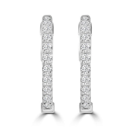 14KW 1.00 Ctw  Inside Out  Diamond Round Earring Hoop, 0.65