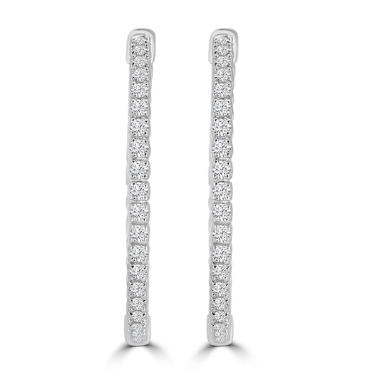 14KR 2.00 Ctw  Inside Out  Diamond Round Earring Hoop, 1.25