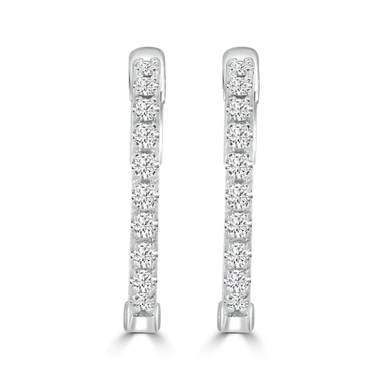 14KW 1.00 Ctw  Inside Out  Diamond Oval Earring Hoop, 0.60