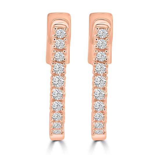 14KR 0.25 Ctw  Inside Out  Diamond Round Shape Earring Huggies