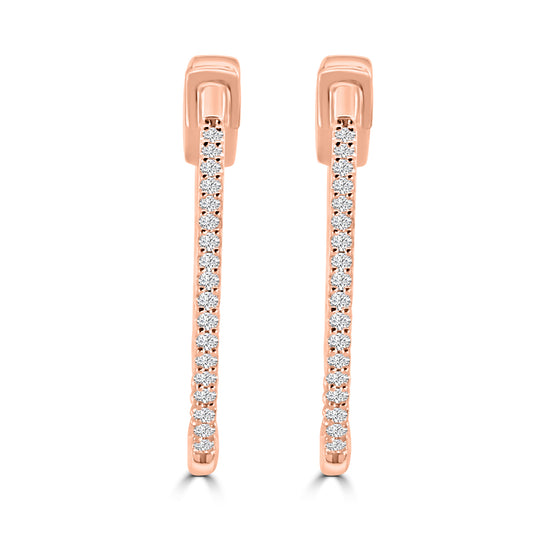 14KR 0.25 Ctw  Inside Out  Diamond Round Shape Earring Hoop, 0.80