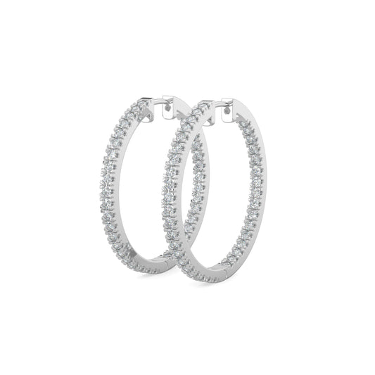 14KW2 Ctw Lrg Rd Inside Out Hoop Earring (1.19 inch)