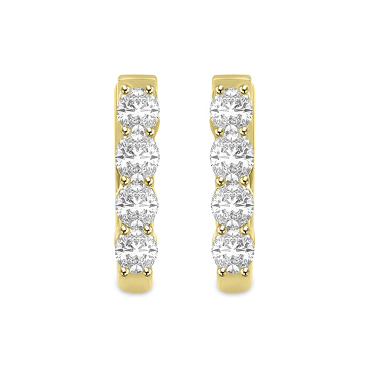 14KY 1.00 Ctw Diamond Oval Earring Huggies