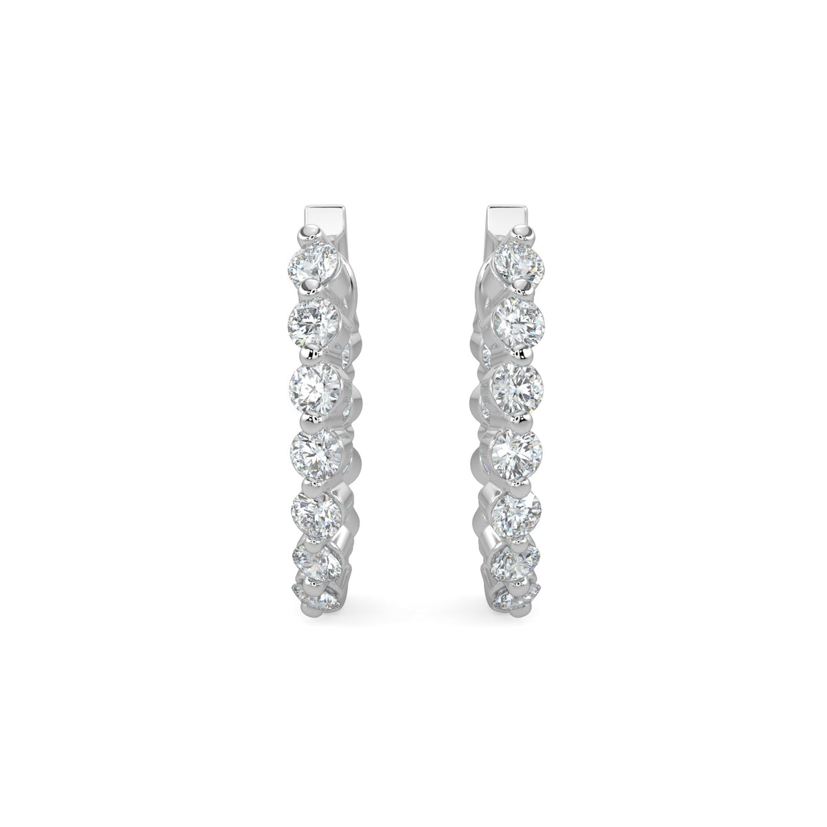 18KW 3.15 Ctw Inside Out Diamond Oval Earring Hoop