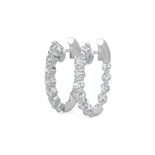 14KW 1.90 Ctw Inside Out Diamond Oval Earring Hoop