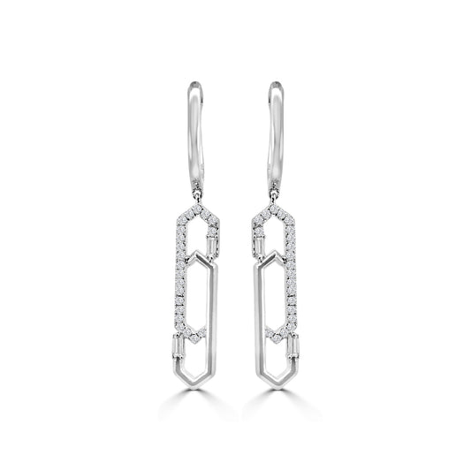 14KY 0.25 Ctw Interlocking Fancy Paperclip Earring