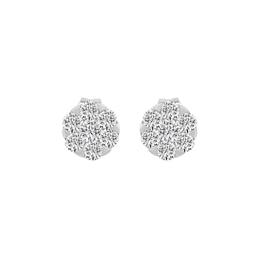 10KY 0.50 Ctw Diamond Floral Stud Earring with Push Back