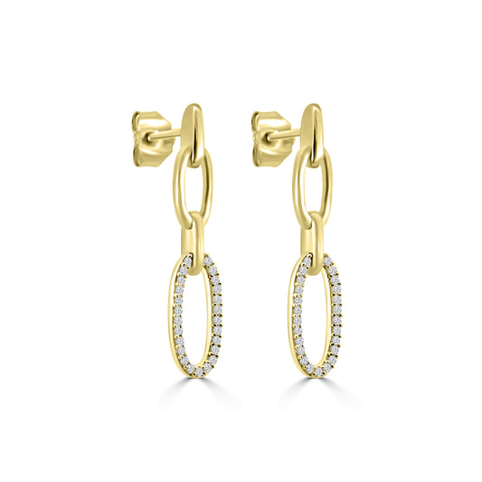 14KY 0.20 Ctw Diamond Paper Clip Oval Earring