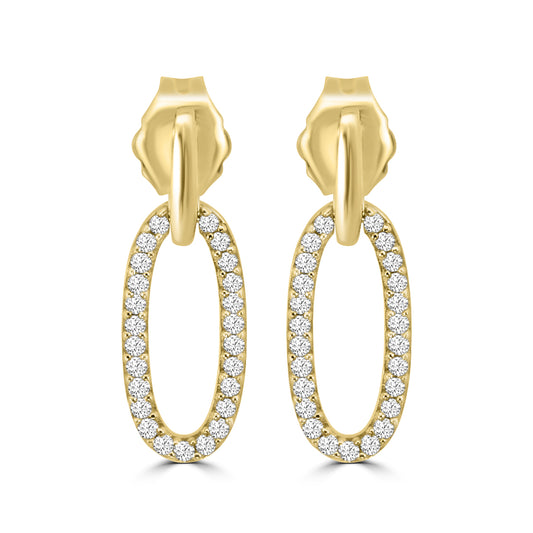 14KY 0.20 Ctw Diam Fashion Oval Earring