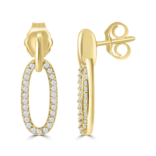 14KY 0.20 Ctw Diam Fashion Oval Earring