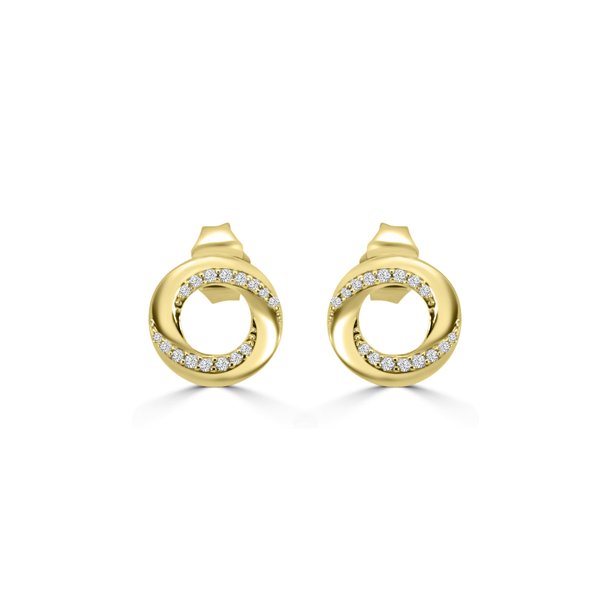 14KY 0.12 Ctw Diamond Circle Earrings