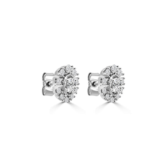 14KY 0.50 Ctw Diamond Oval Flower Earring