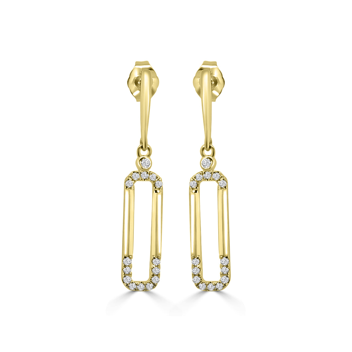 14KY 0.20 Ctw Diamond  Paper Clip Earring with Push Back