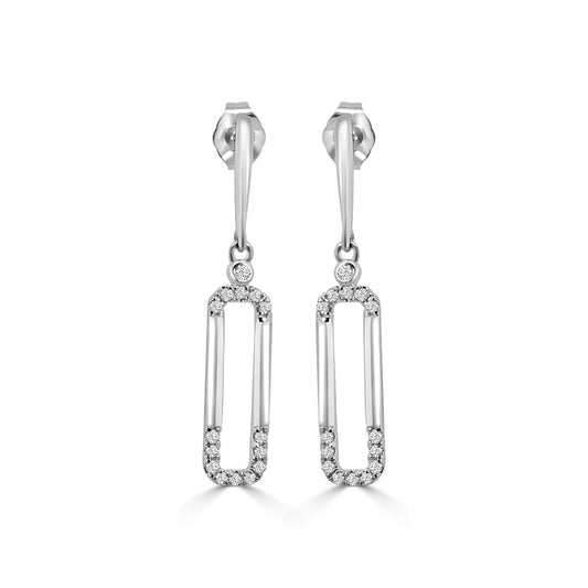 14KY 0.20 Ctw Diamond  Paper Clip Earring with Push Back