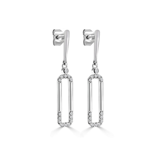 14KY 0.20 Ctw Diamond  Paper Clip Earring with Push Back