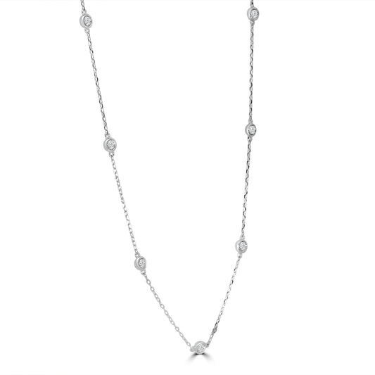 14KW Classic 0.50 Ctw Diamond Station Necklace with 10 Stones