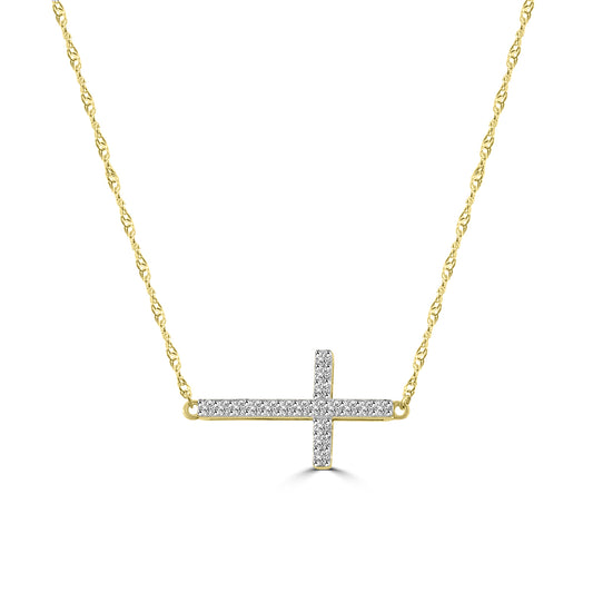 10KR 0.20 Ctw Cross Diamond Pendant with Chain