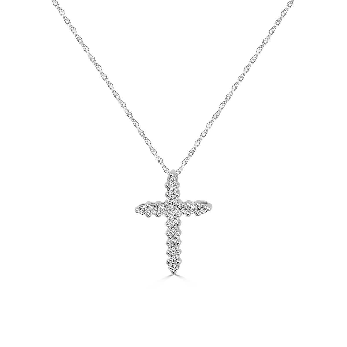 10KY 0.25 Ctw Cross Diamond Pendant with Chain