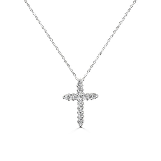 10KY 0.25 Ctw Cross Diamond Pendant with Chain