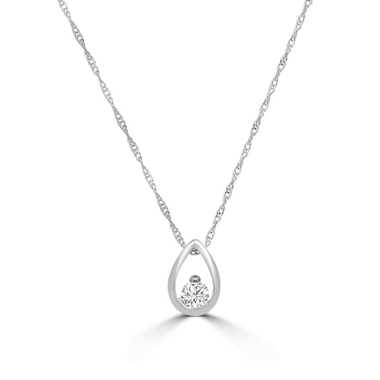 14KR 0.10 Ctw Diamond Pear Shaped Solitaire Pendant with Chain