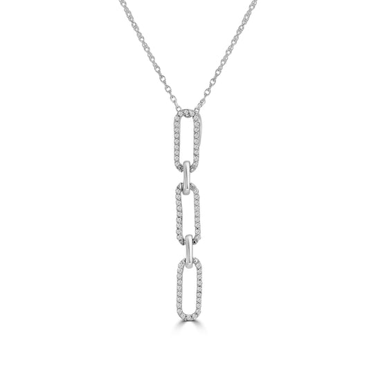 14KY 0.10 Ctw Diamond Paper Clip Pendant with Chain