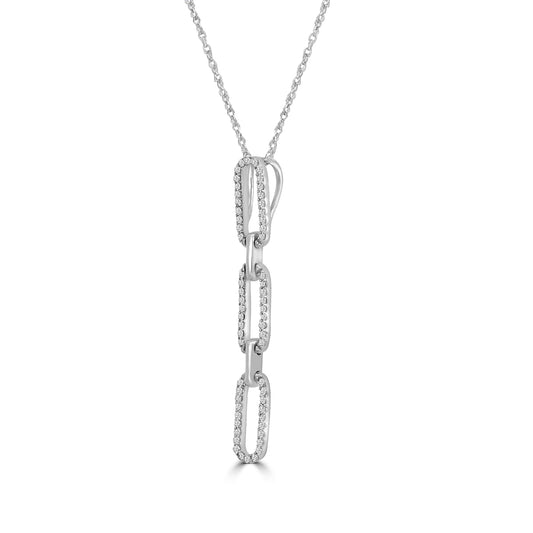 14KY 0.10 Ctw Diamond Paper Clip Pendant with Chain