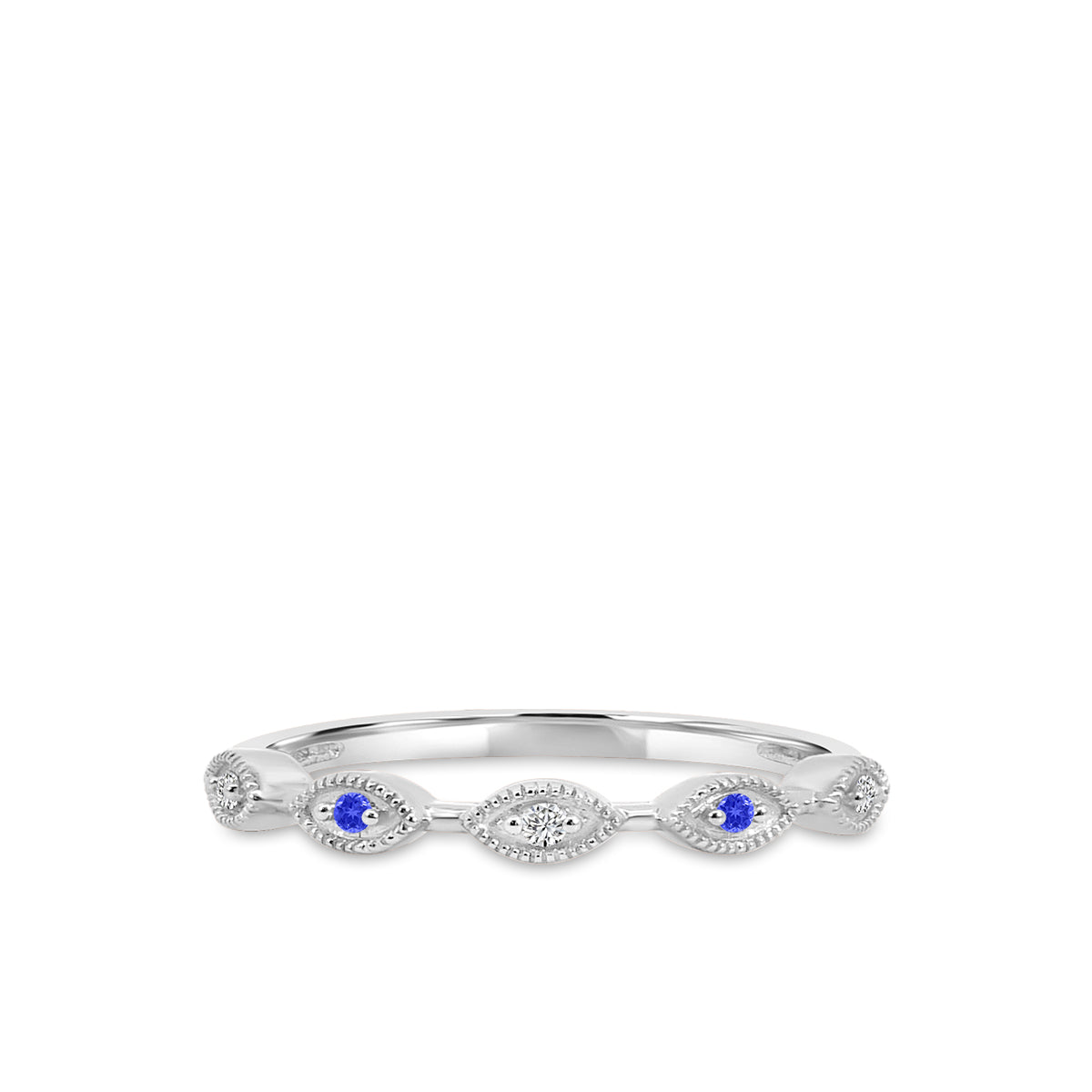 10KW 0.04 Ctw Marquise with Milgrain Diamond Band with Alt Sapphire