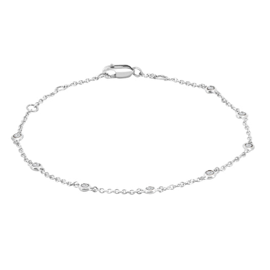 14KR 0.25 Ctw Diamond Station Bracelet with 8 Stones