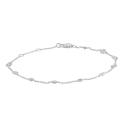 14KR 0.50 Ctw Diamond by Yard Bracelet with 10 STN