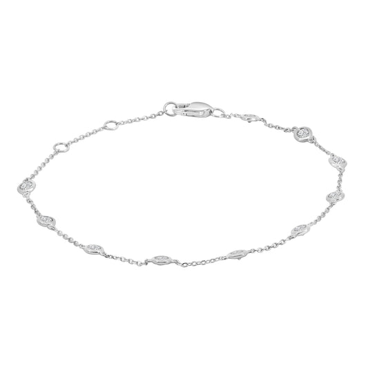 14KR 0.50 Ctw Diamond by Yard Bracelet with 10 STN