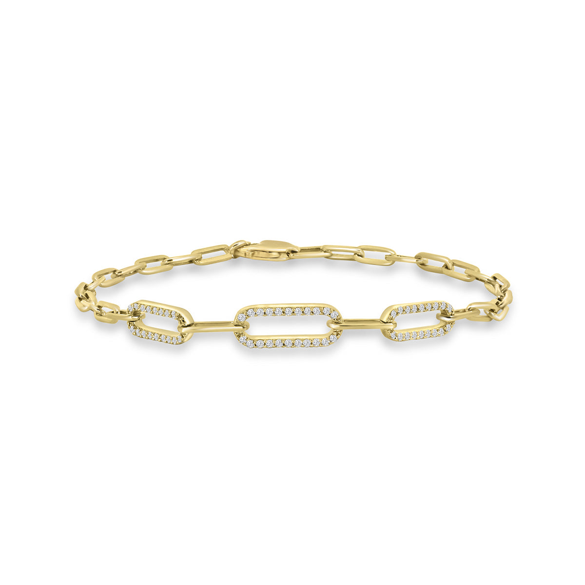 14KY 0.25 Ctw Diamond Paper Clip Bracelet