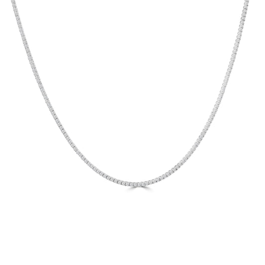 14KW  Classic Standard 4 Prong 5.00 Ctw Straight Diamond Tennis Necklace