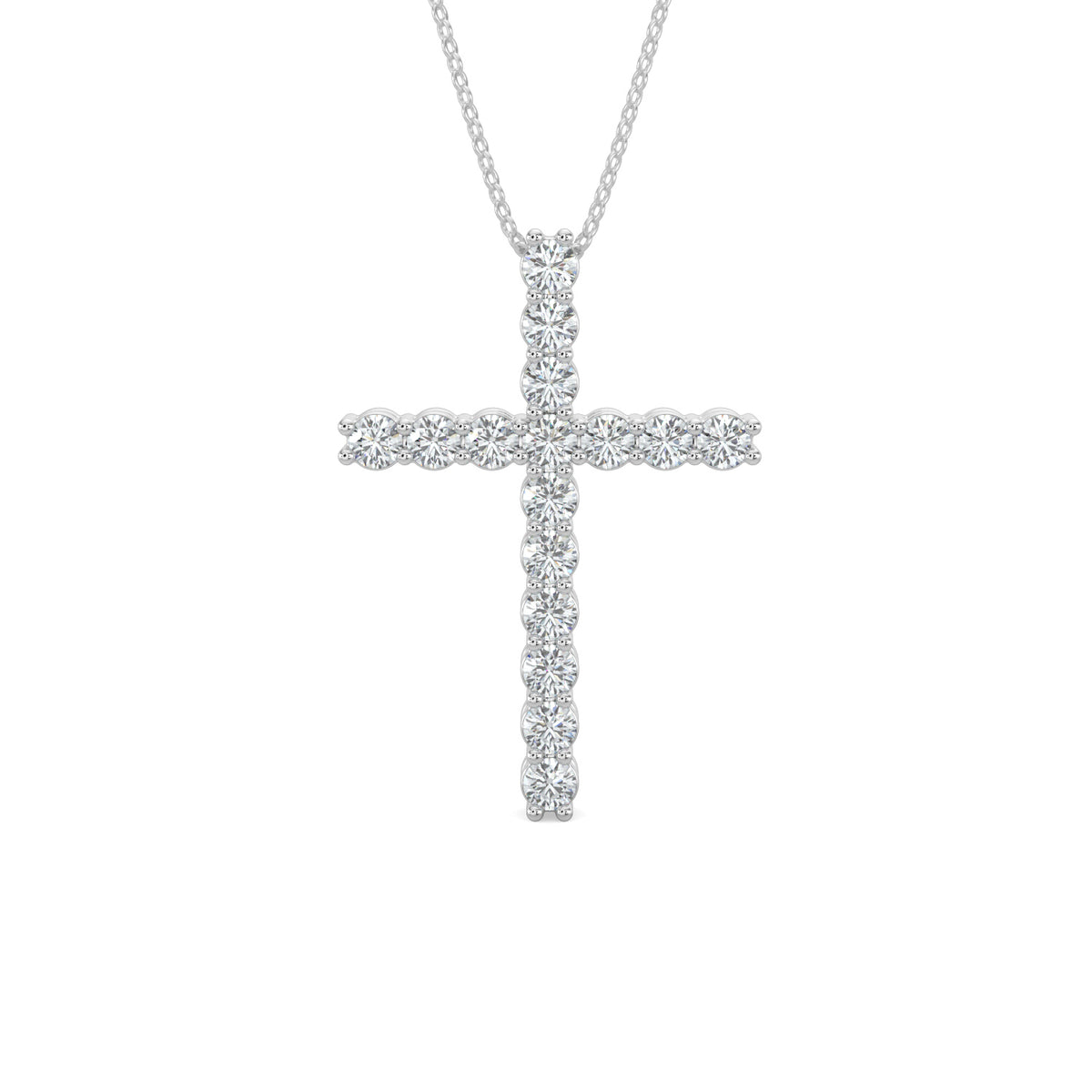 14KR 0.50 Ctw Cross Diamond Pendant with Chain