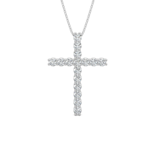 14KR 0.50 Ctw Cross Diamond Pendant with Chain