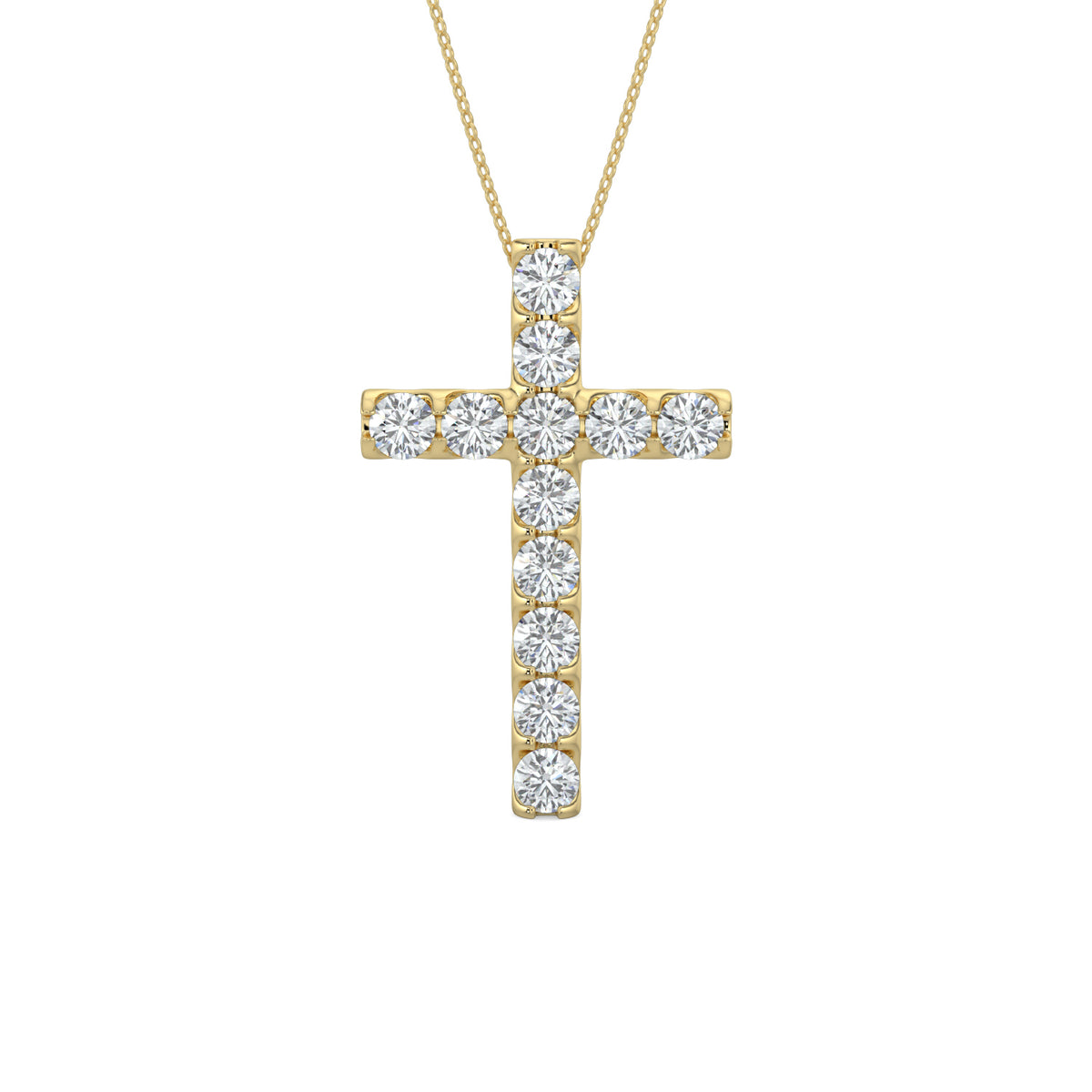 14KW 1.00 Ctw Cross Diamond Pendant with Chain