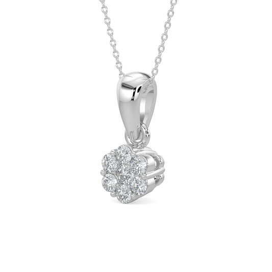 10KY 0.25 Ctw Diamond Cluster Pendant with Chain