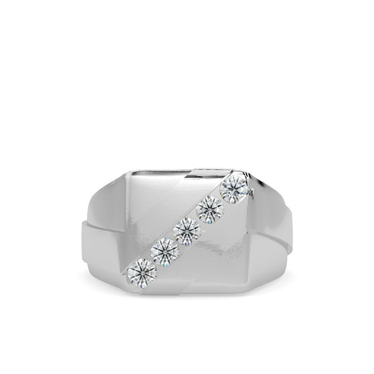 10KY 0.33 Ctw Men's Diagonal Five Stone Diamond Ring