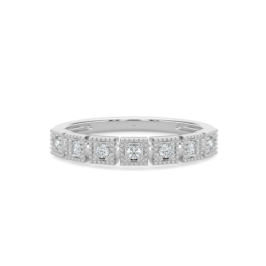 14KR 0.15 Ctw Squared Bezel with Milgrain Diamond Band