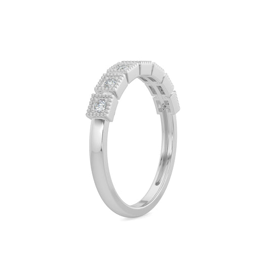 14KR 0.15 Ctw Squared Bezel with Milgrain Diamond Band