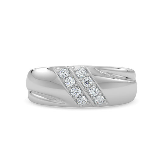 10KY 0.25 Ctw Men's Diagonal Double Row Diamond Band