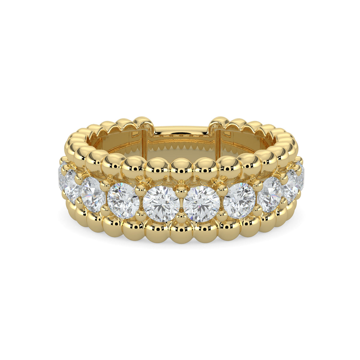 14KY 1.00 Ctw Beaded Diamond Band