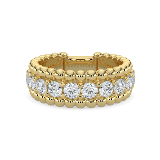 14KY 1.00 Ctw Beaded Diamond Band