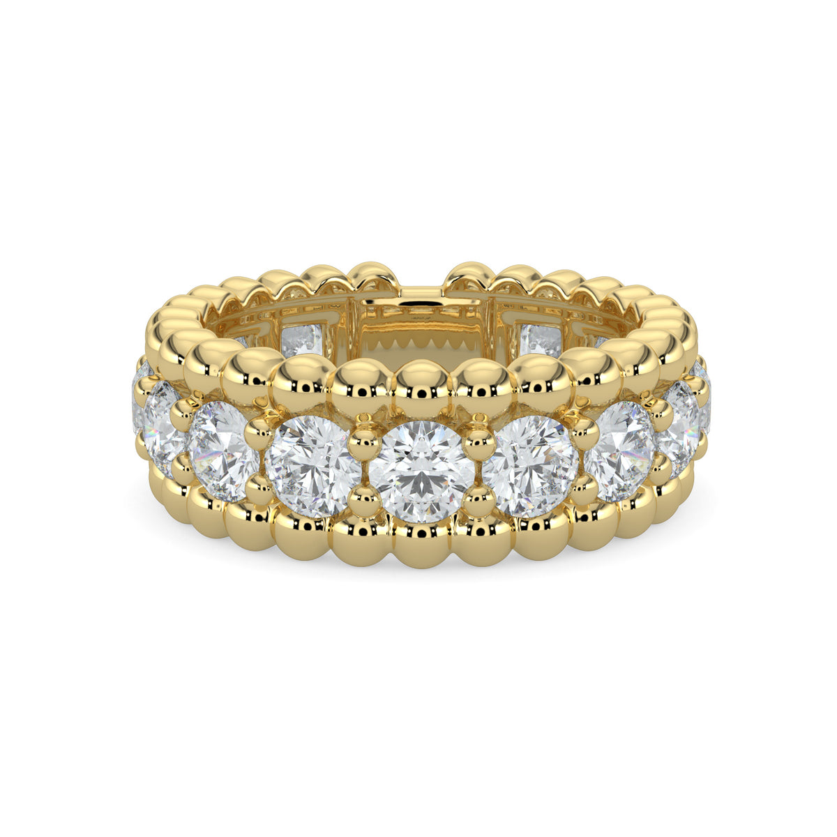 18KY 2.85 Ctw Beaded Diamond Band