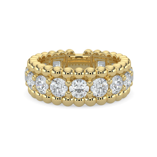 18KY 2.85 Ctw Beaded Diamond Band