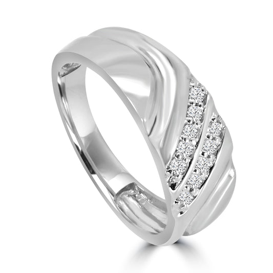 10KY 0.20 Ctw Men's Diagonal Double Row Diamond Band