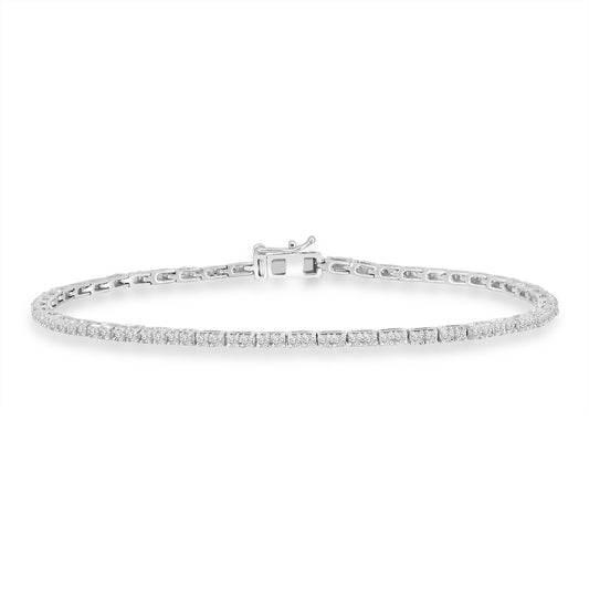 14KW Classic Standard 4 Prong 1.00 Ctw Diamond Tennis Bracelet