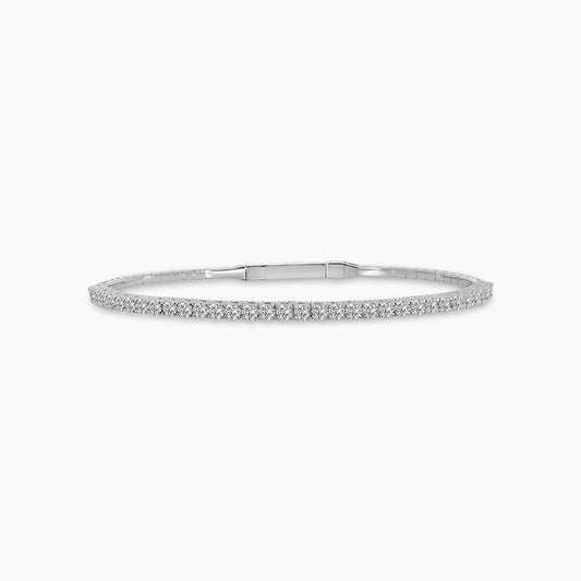 14KY Classic 4 Prong 2.00 Ctw Flex Diamond Bangle Bracelet